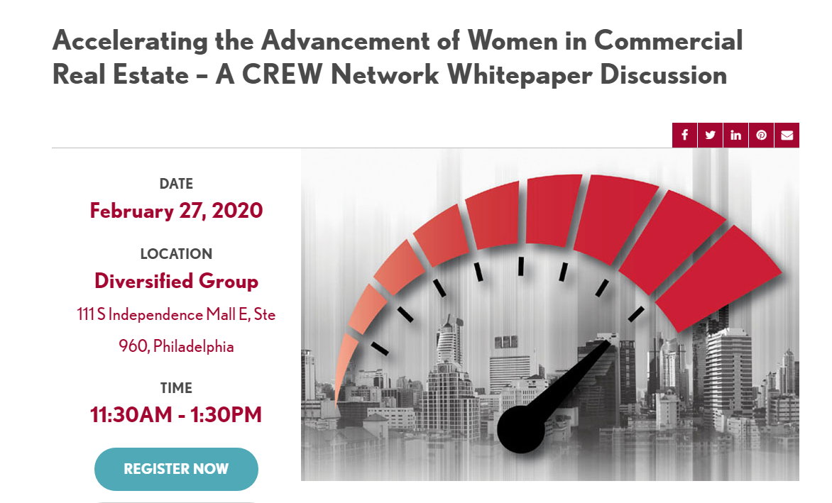 CREW flier for Accelerating the Advancement of Women in Commercial Real Estate event